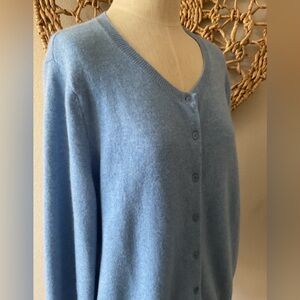 Talbots Women 100% Pure Cashmere Light Blue Button-Up Cardigan. Size 3X. Blue.